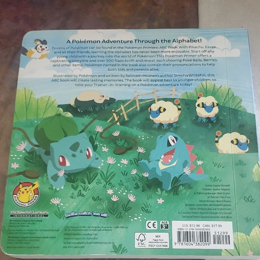 Pokemon Primers ABC Book - Yellow Pikachu & Green Cover